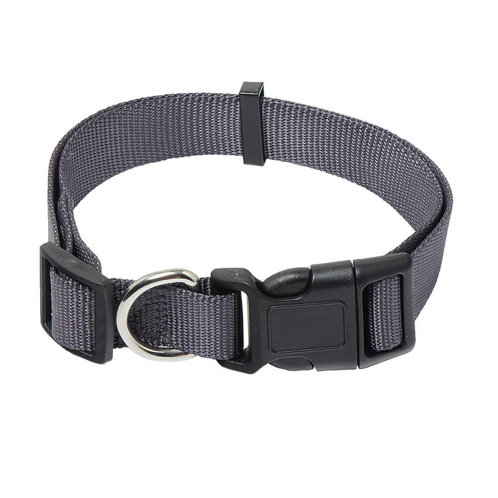 Collier pour chien polyester réglable gris taille S