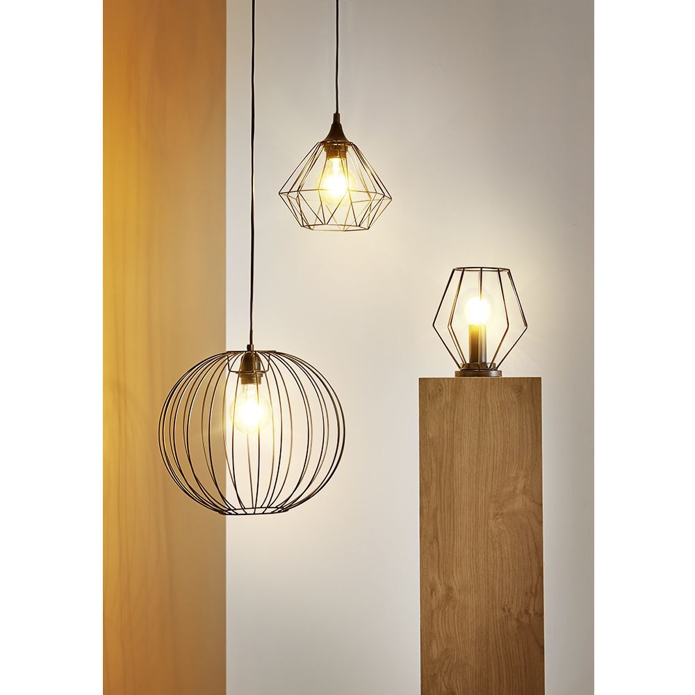 Luminaire à suspension filaire 1 ampoule métal noir