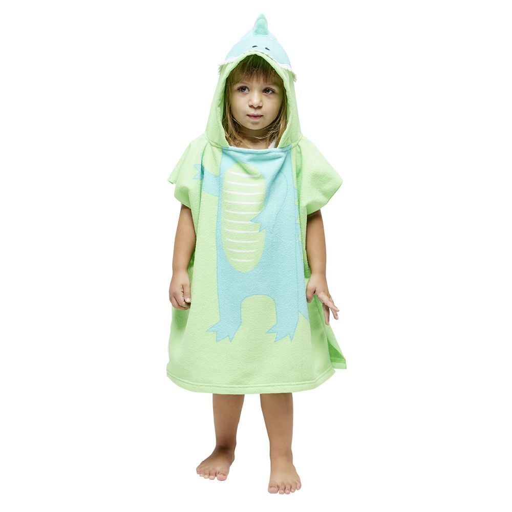 Poncho de bain enfant Funky motif crocodile bleu et vert 50xH80cm