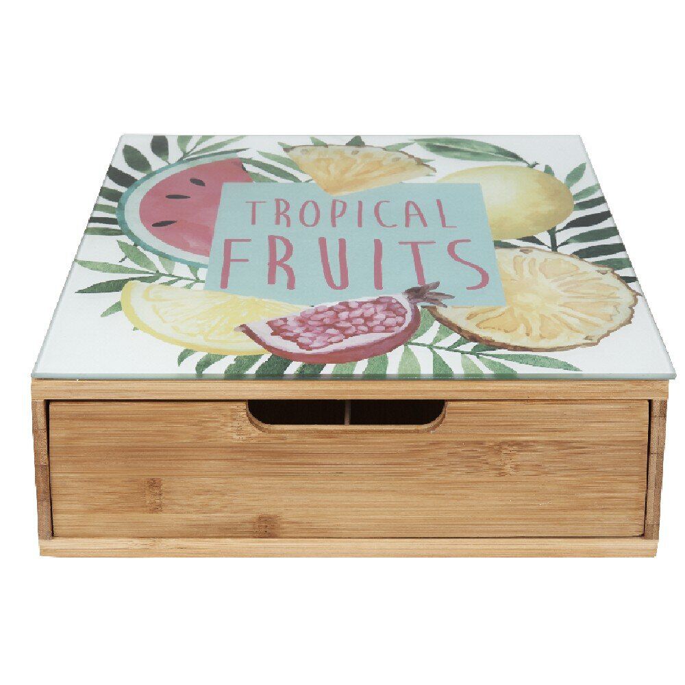 Tiroir toutes dosettes bambou motif fruits tropicaux