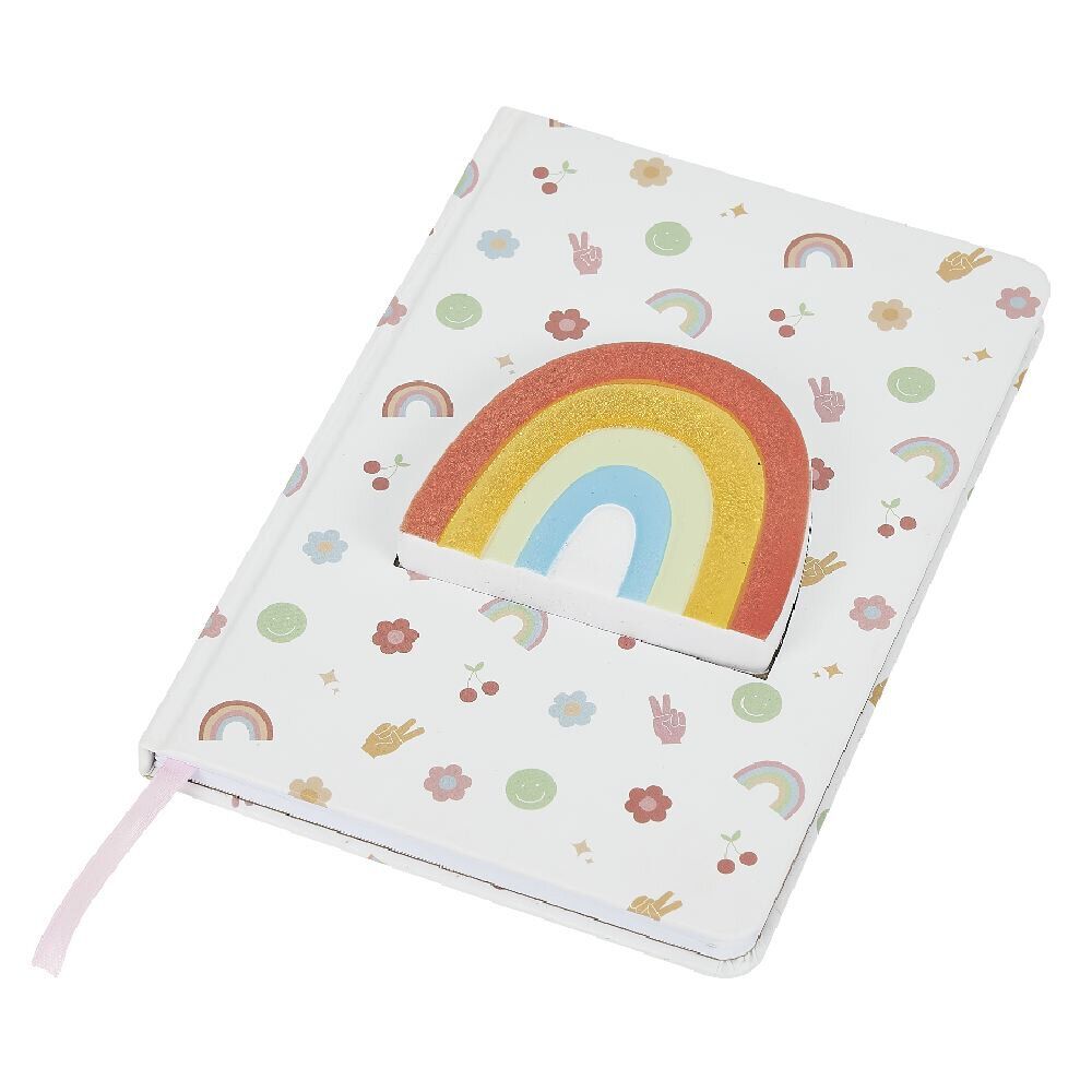 Carnet avec bloc-notes arc-en-ciel 80 feuilles