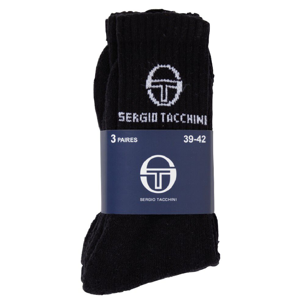 Lot de 3 paires de chaussettes Sergio Tacchini coton noir