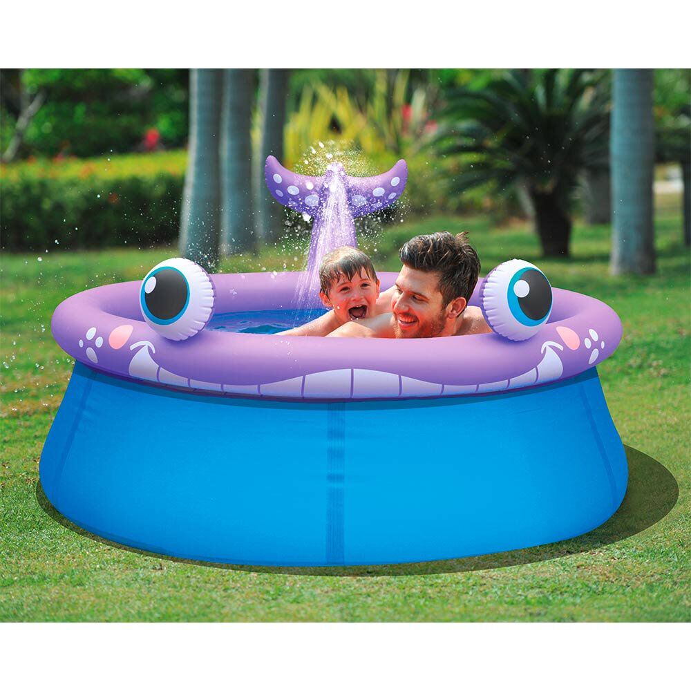 Piscine gonflable enfant design baleine avec jets d'eau