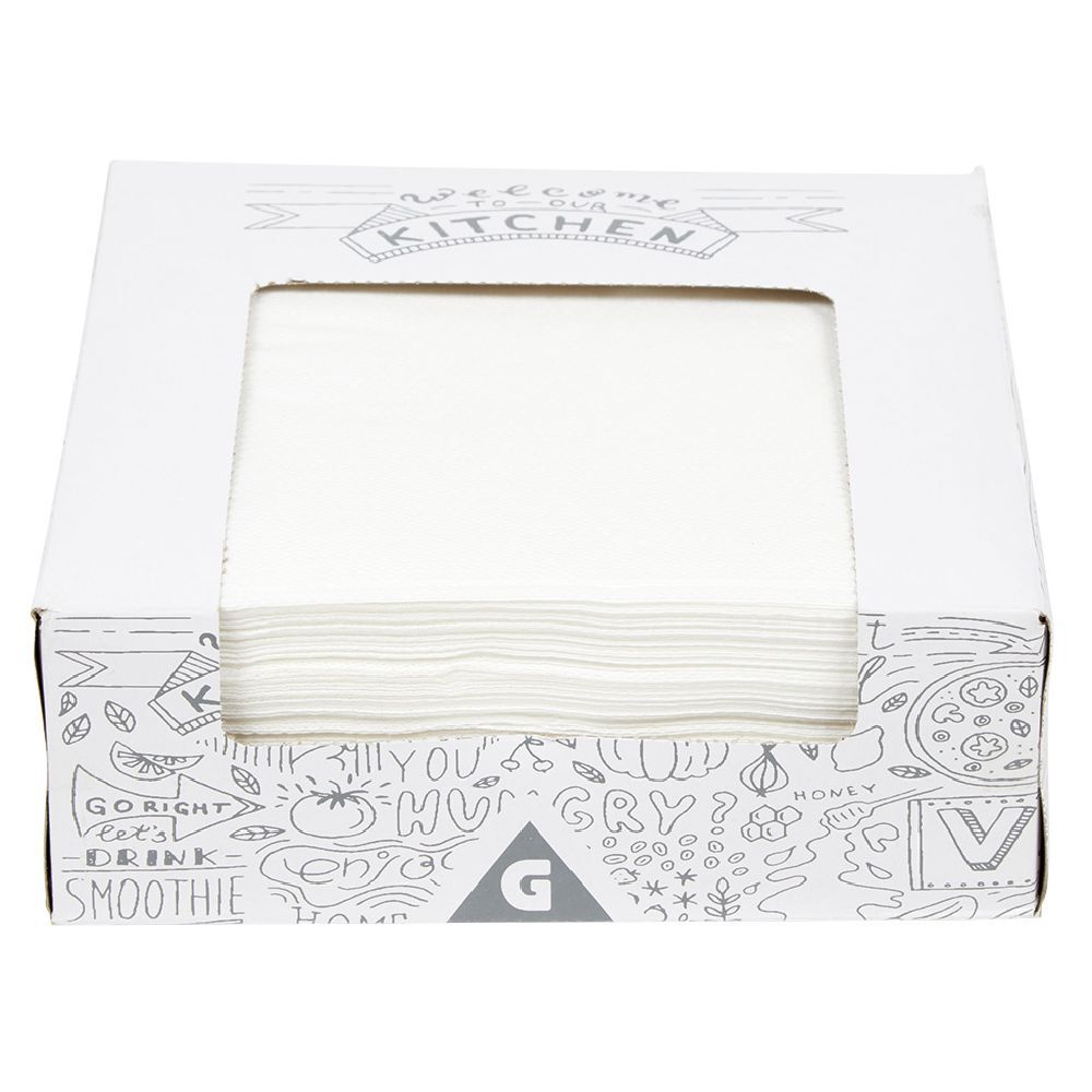 Serviette en papier carrée blanche x100 avec distributeur