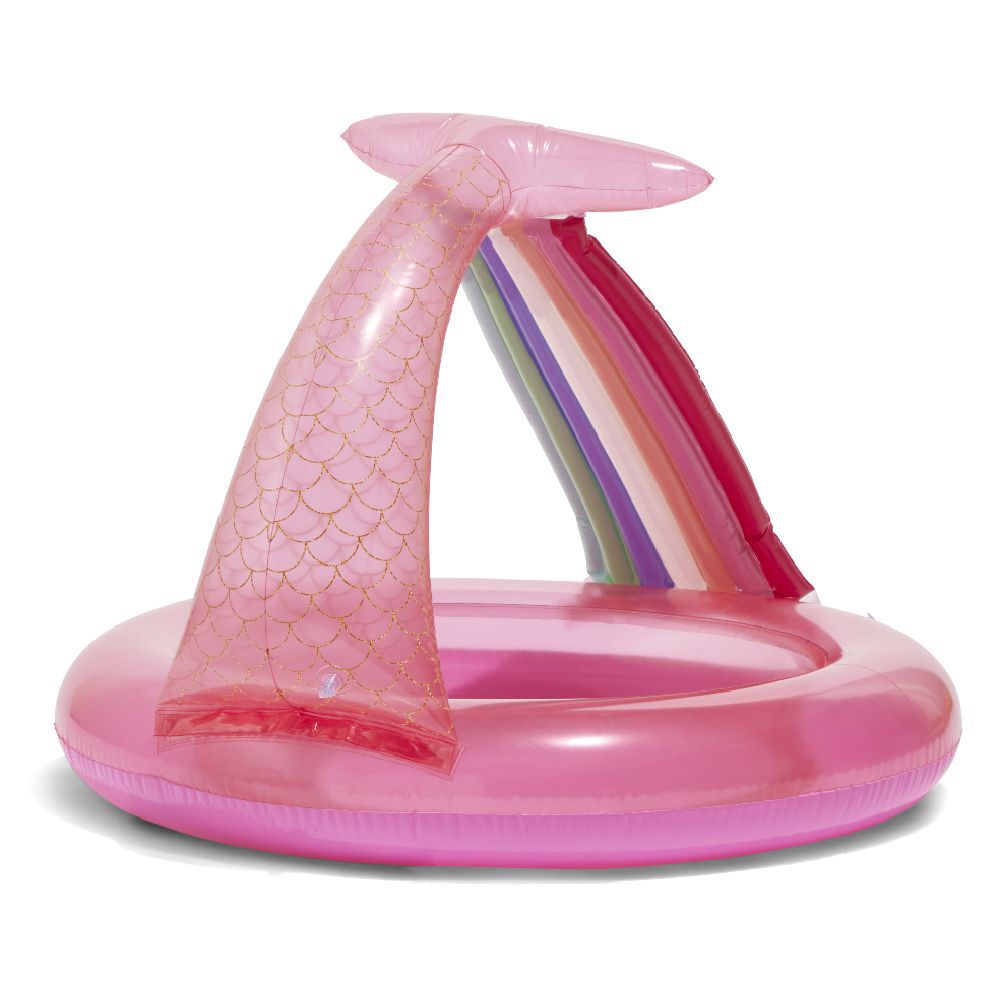 Piscinette sirène avec ombrelle amovible rose