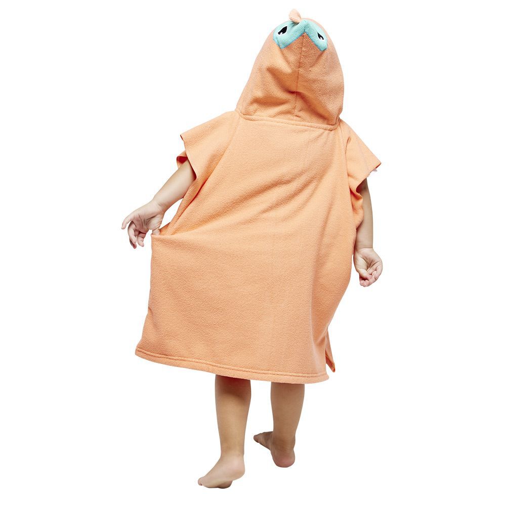 Poncho de bain enfant Funky motif hippocampe bleu et orange 50xH80cm