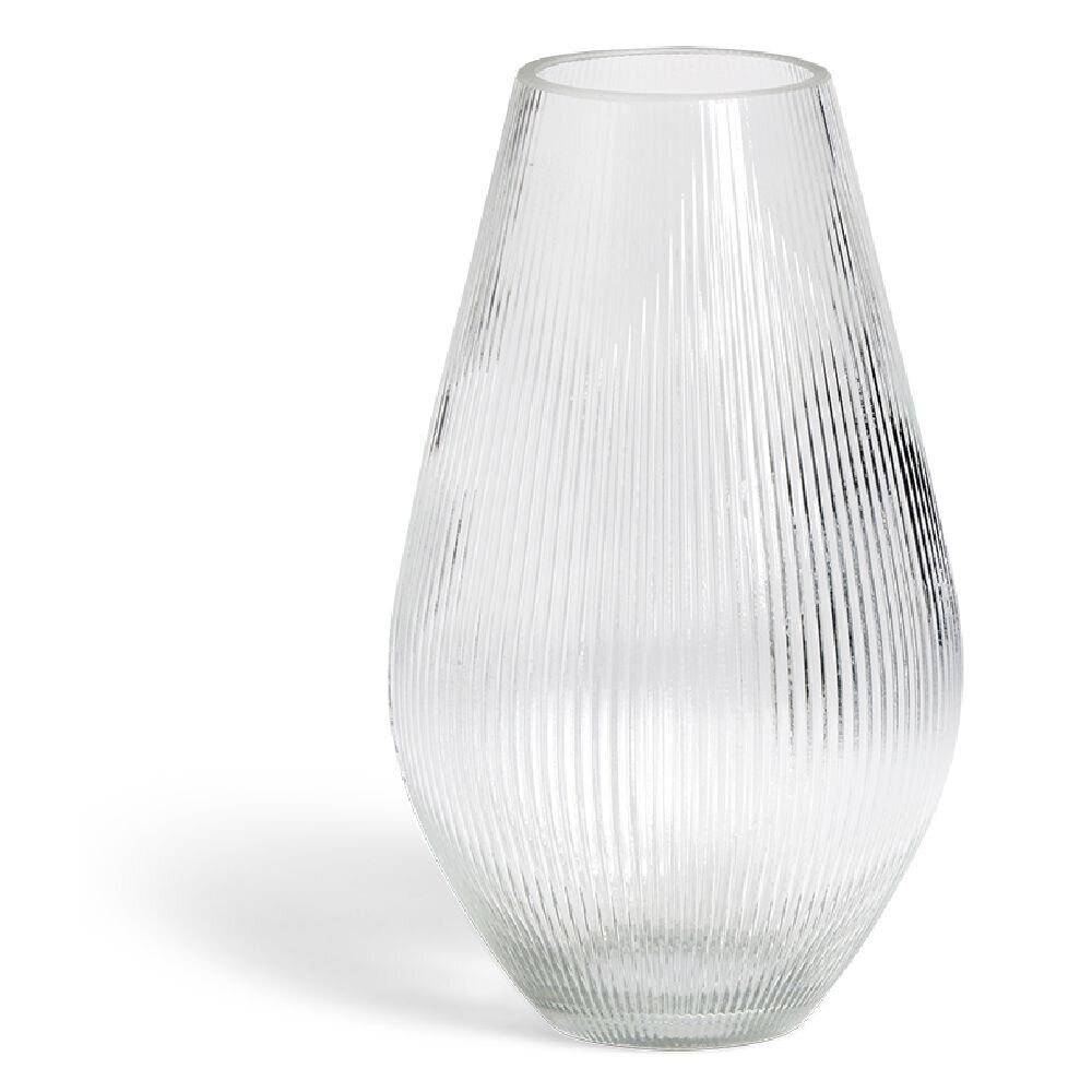 Vase strié en verre transparent Ø12xH20cm