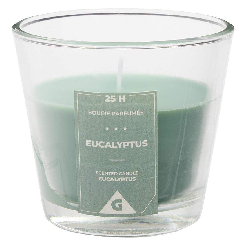 Bougie parfumée dans verre senteur eucalyptus Ø9xH8,3cm 25H