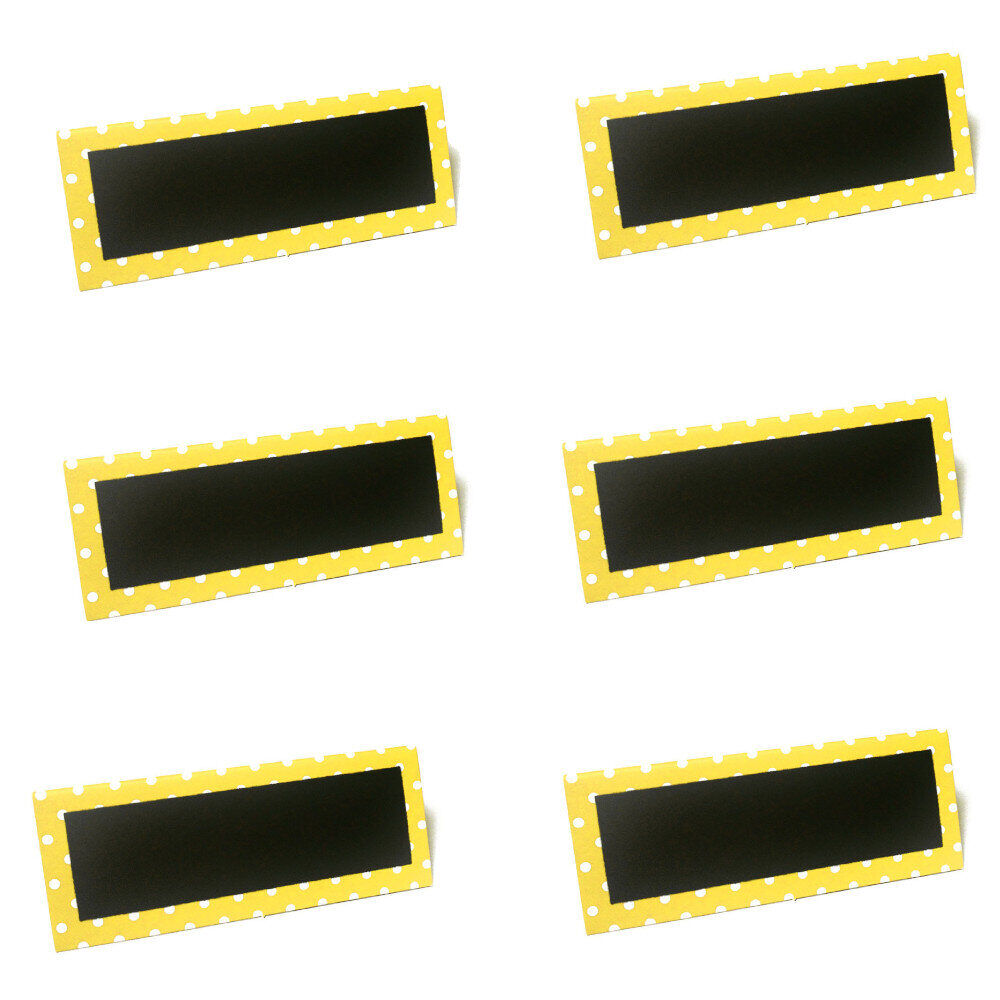 Chevalet porte-nom ardoise bord jaune à pois blancs x6