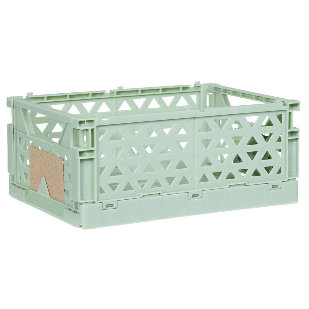 Caisse pliable avec porte-étiquette vert L17xl12,5xH7cm