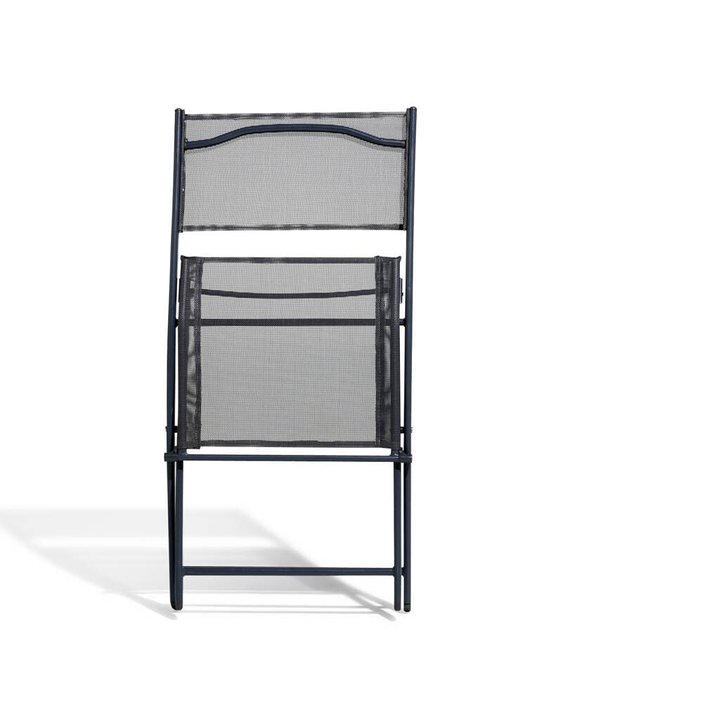 Chaise de jardin pliante London métal textilène gris 45x51xH.81 cm