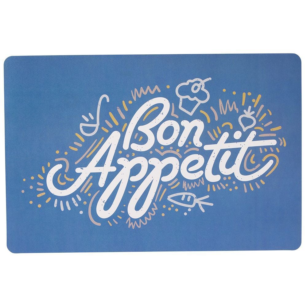 Set de table inscription Bon Appétit bleu et blanc 45x30 cm