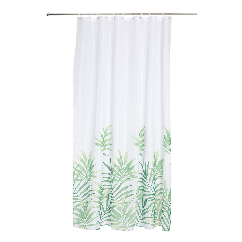 Rideau de douche Jungle blanc motif feuillage vert