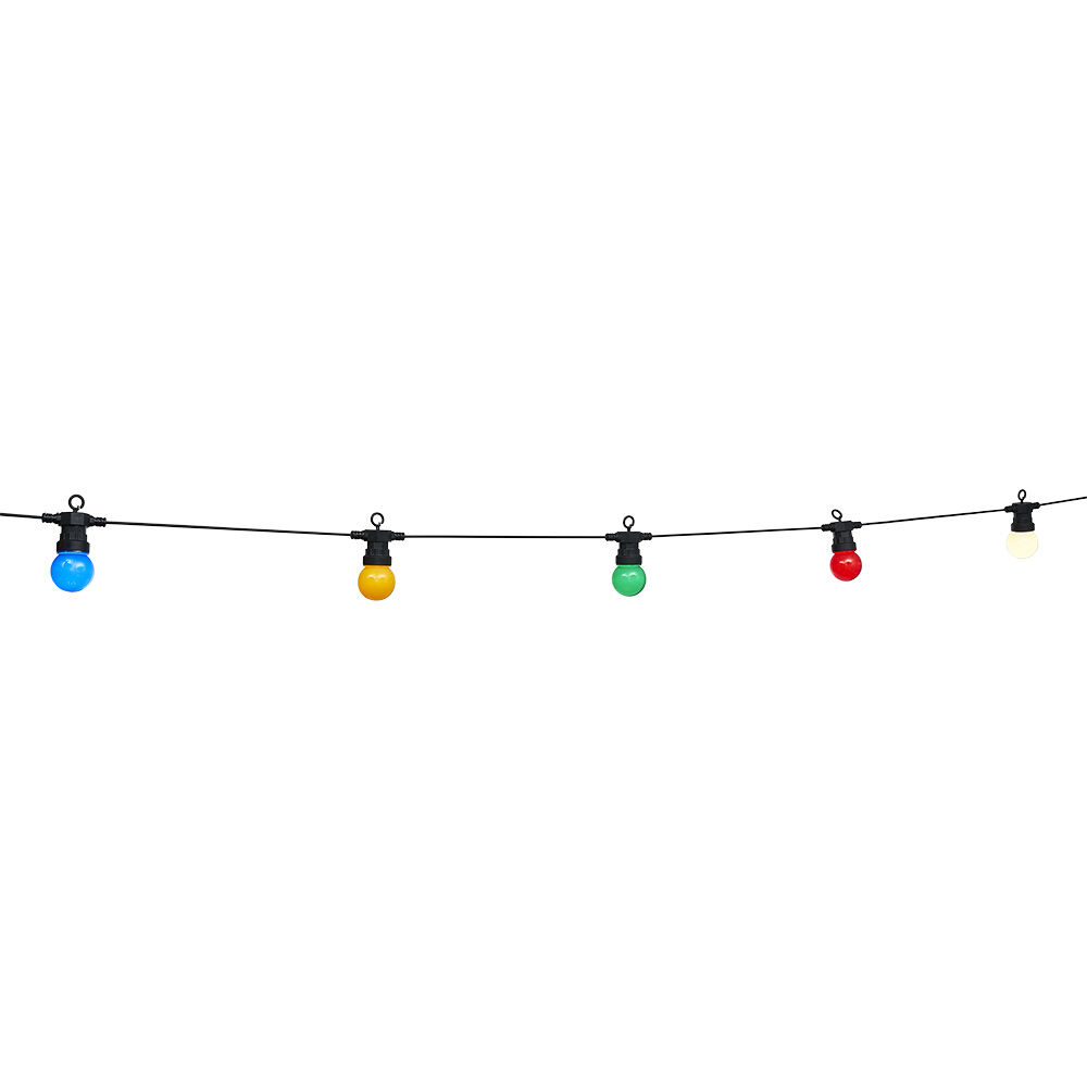 Guirlande guinguette 50 LED 10 boules multicolores 6m