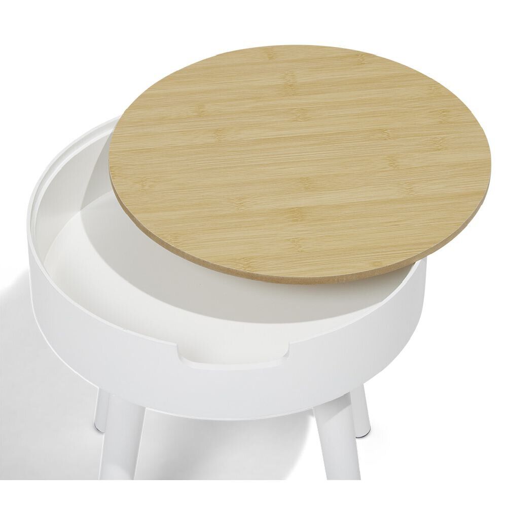 Bout de canapé Mathieu Ø33,5xH38cm bois blanc