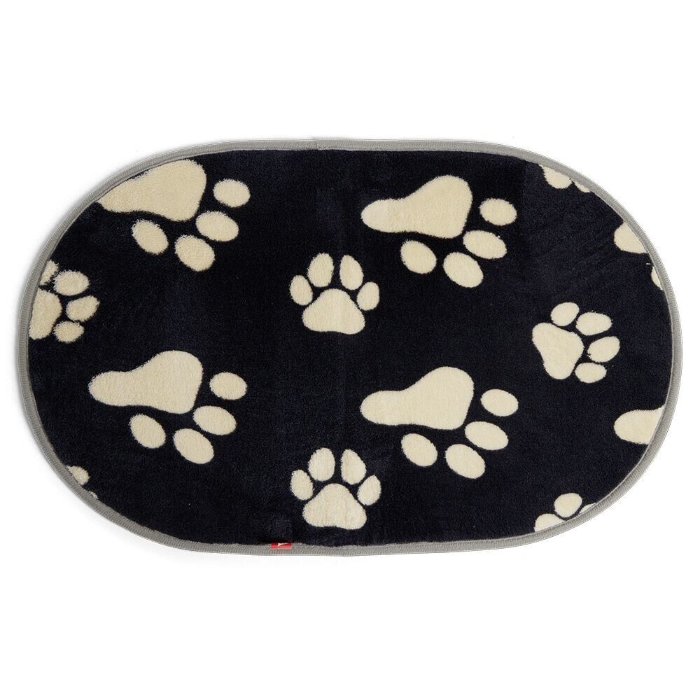 Tapis en microfibre pour animal motif pattes beige noir 53x32 cm