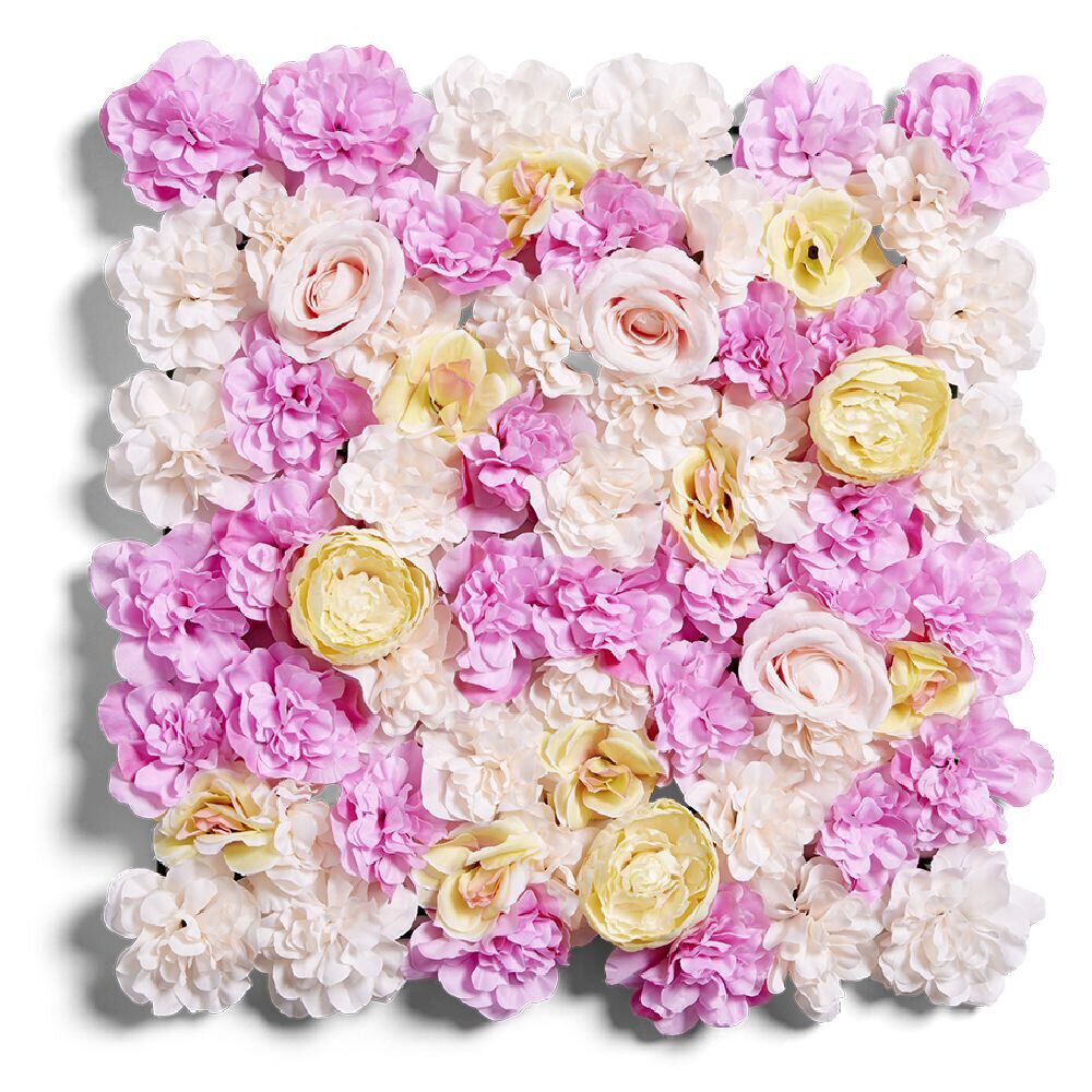 Mur de fleurs artificielles clipsable rose 50x50cm