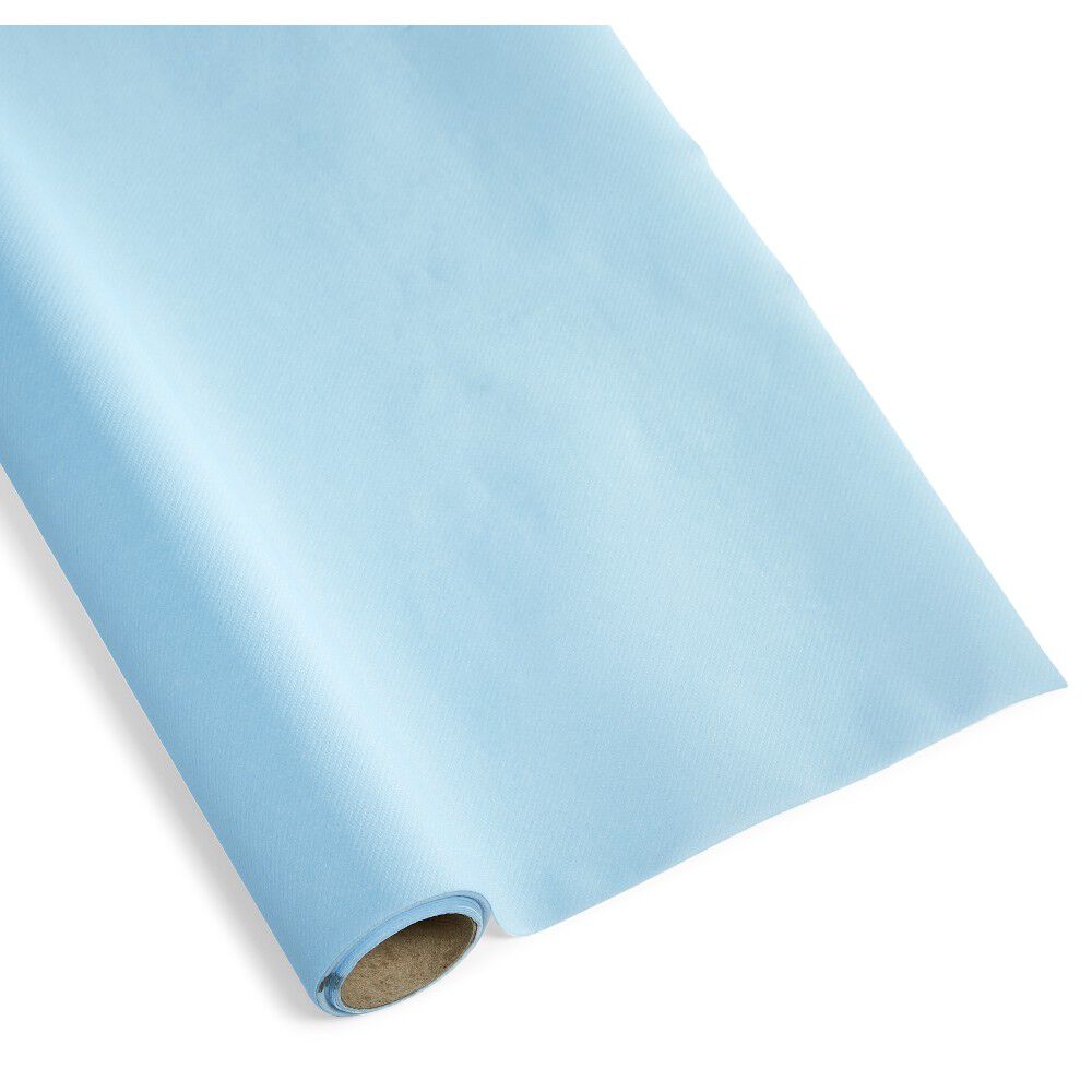 Chemin de table bleu clair effet tissu papier voie sèche 4,8 m