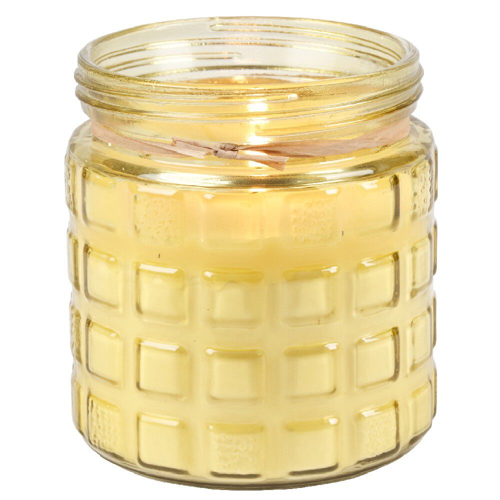 Bougie à la citronnelle pot de verre jaune