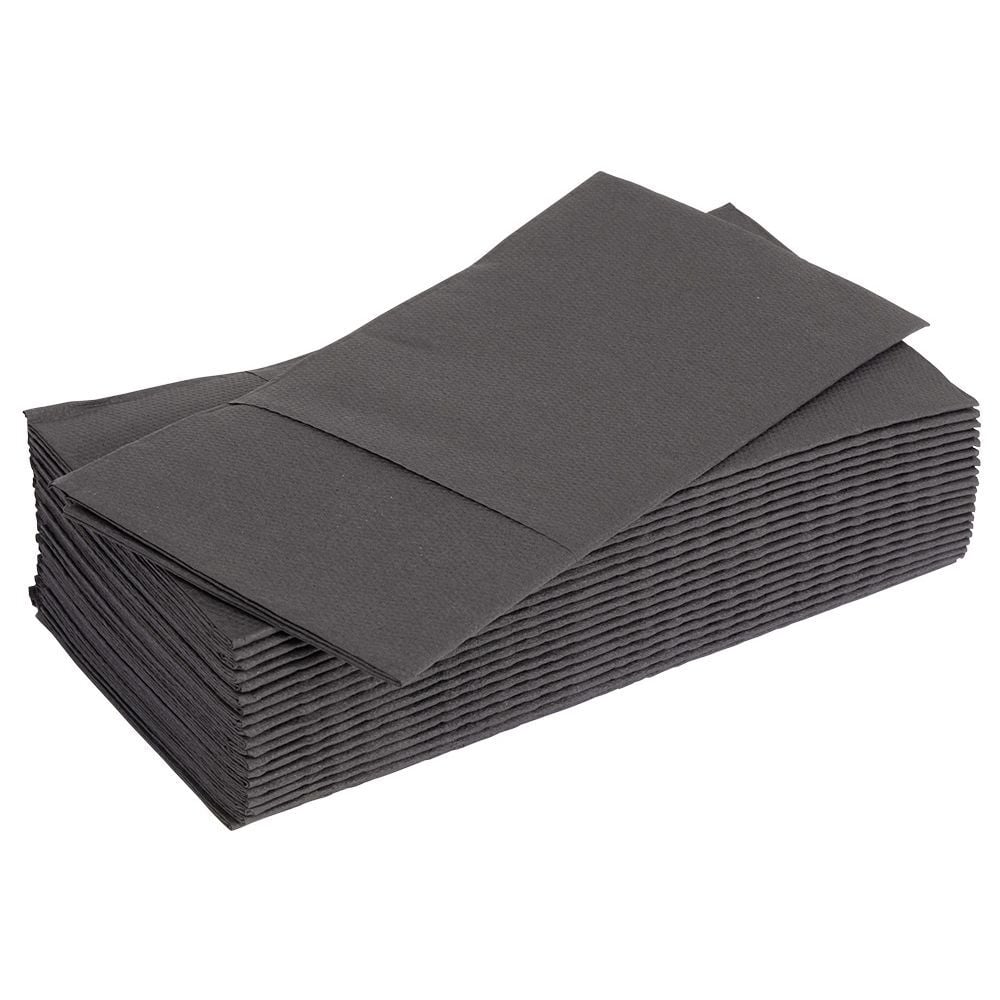 Serviette range couverts 40cm noir x20