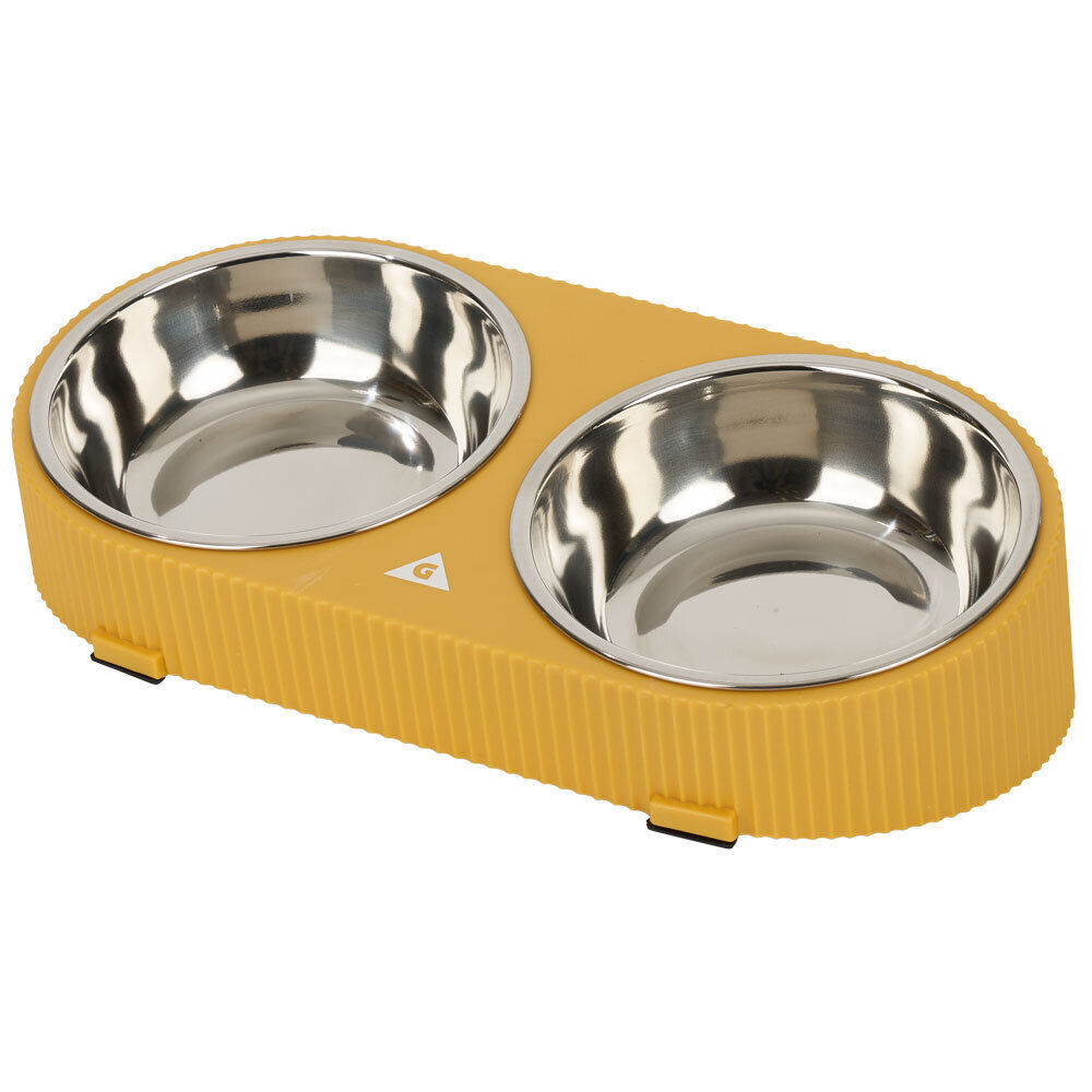 Double gamelle pour chien 2-en-1 anti glouton inox 31,5x16,5xH9,3cm