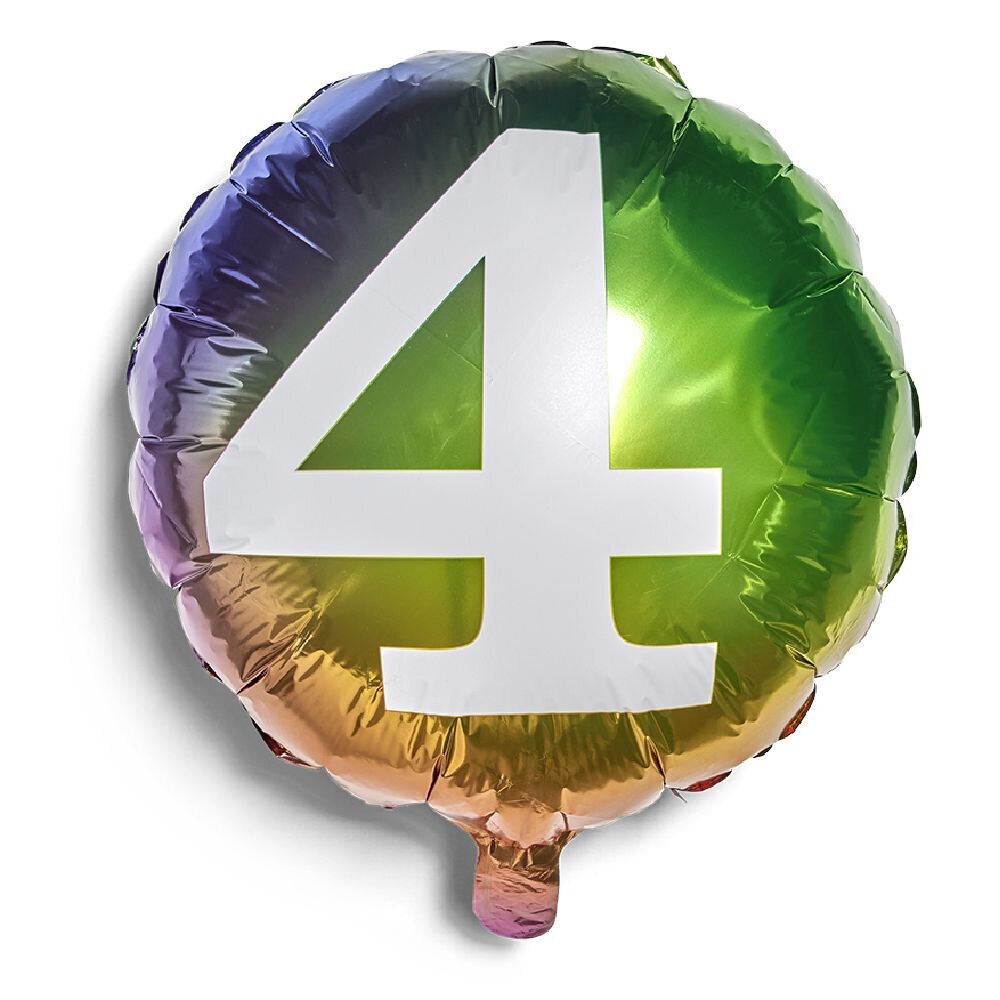 Ballon alu chiffre 4 métallisé multicolore Ø45cm