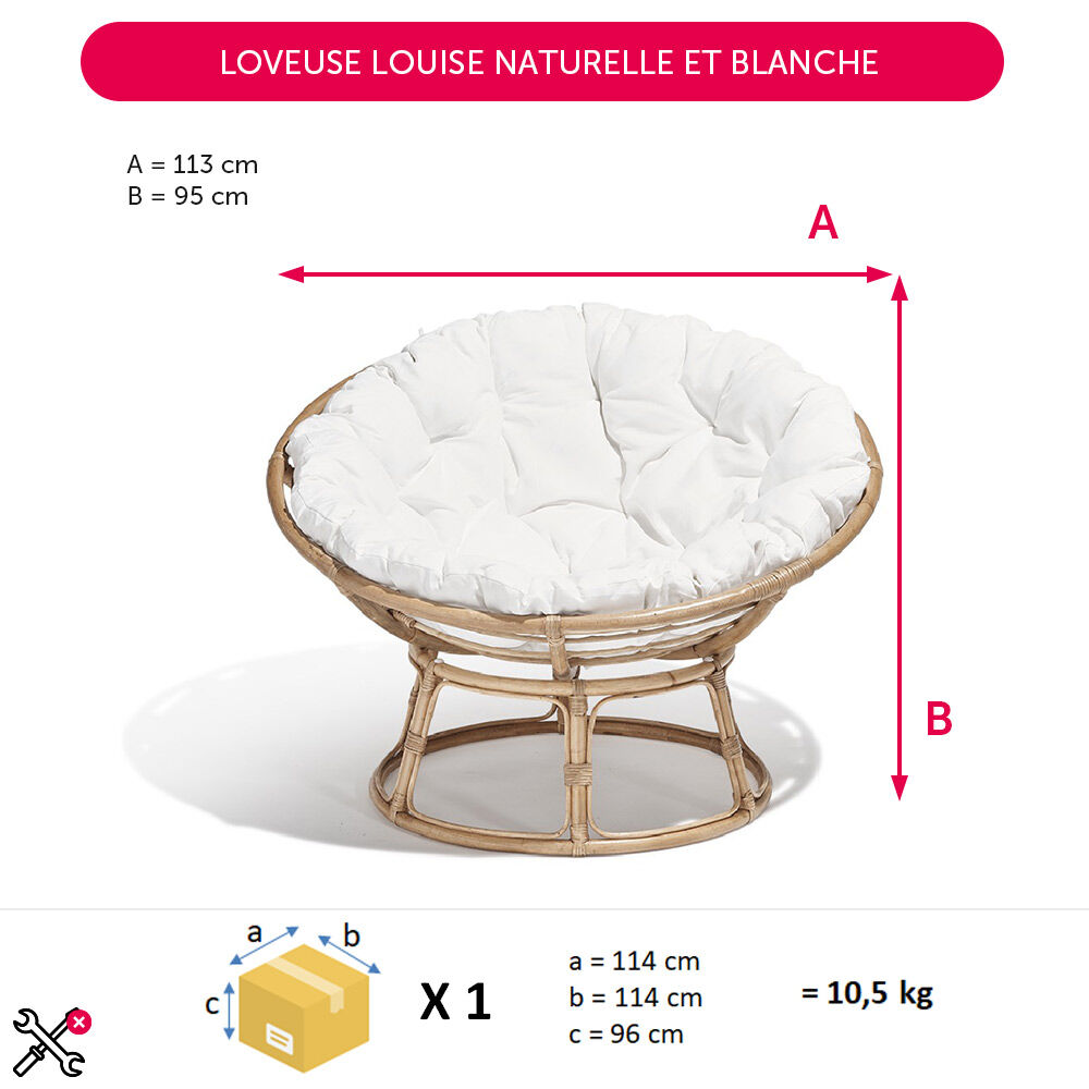 Loveuse Louise rotin et polyester 115x101x91cm