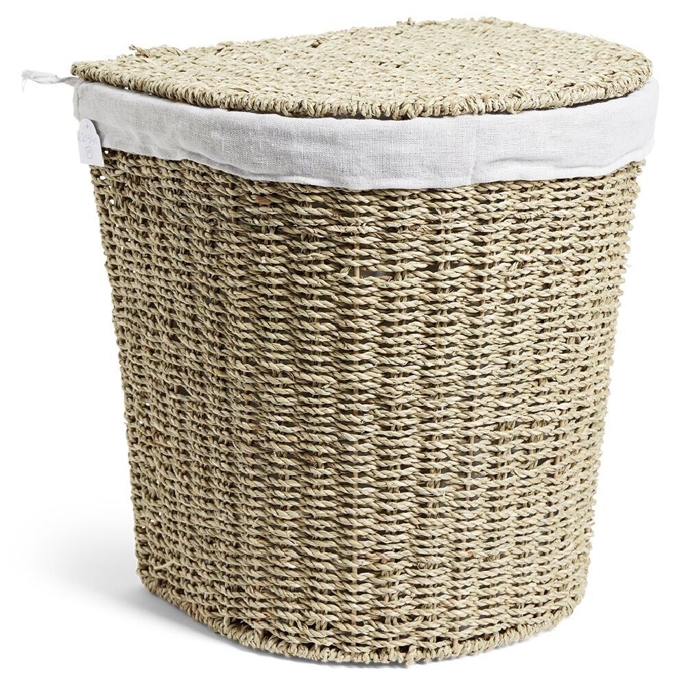 Panière à linge 43L 36xH40x30cm jonc de mer beige