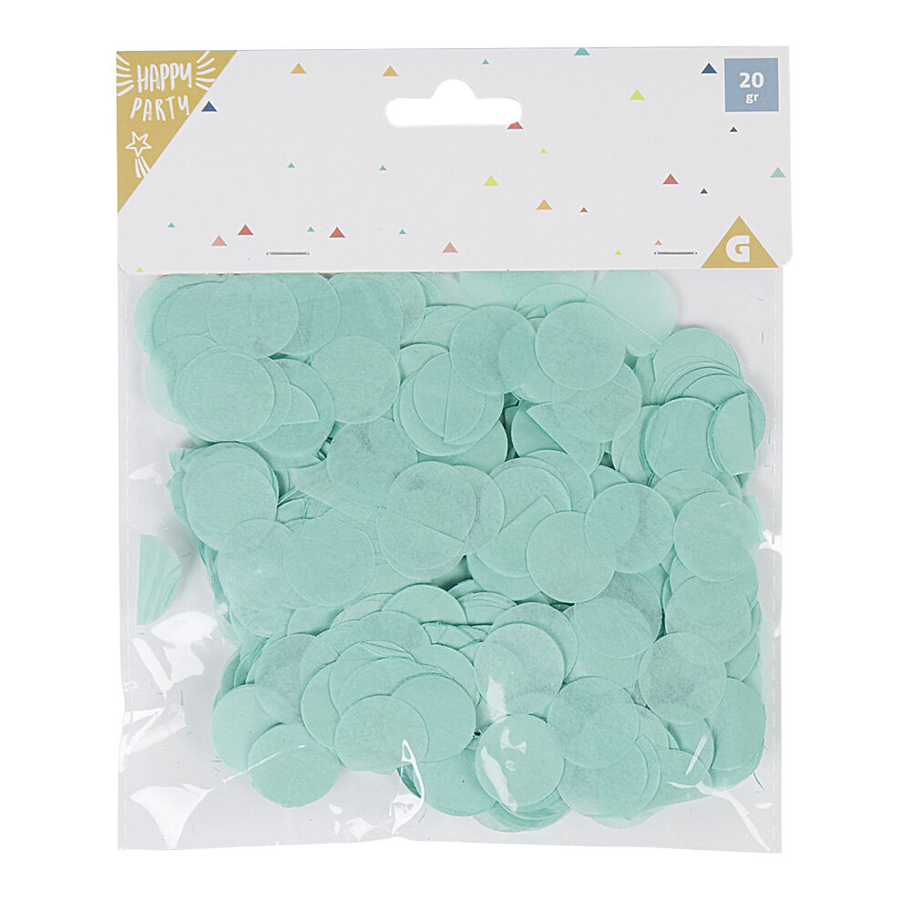 Confettis en papier rond vert d'eau ø 2 cm