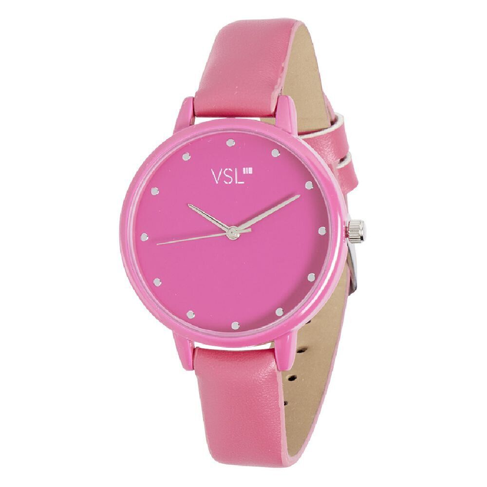 Montre femme bracelet simili cadran rond rose bonbon