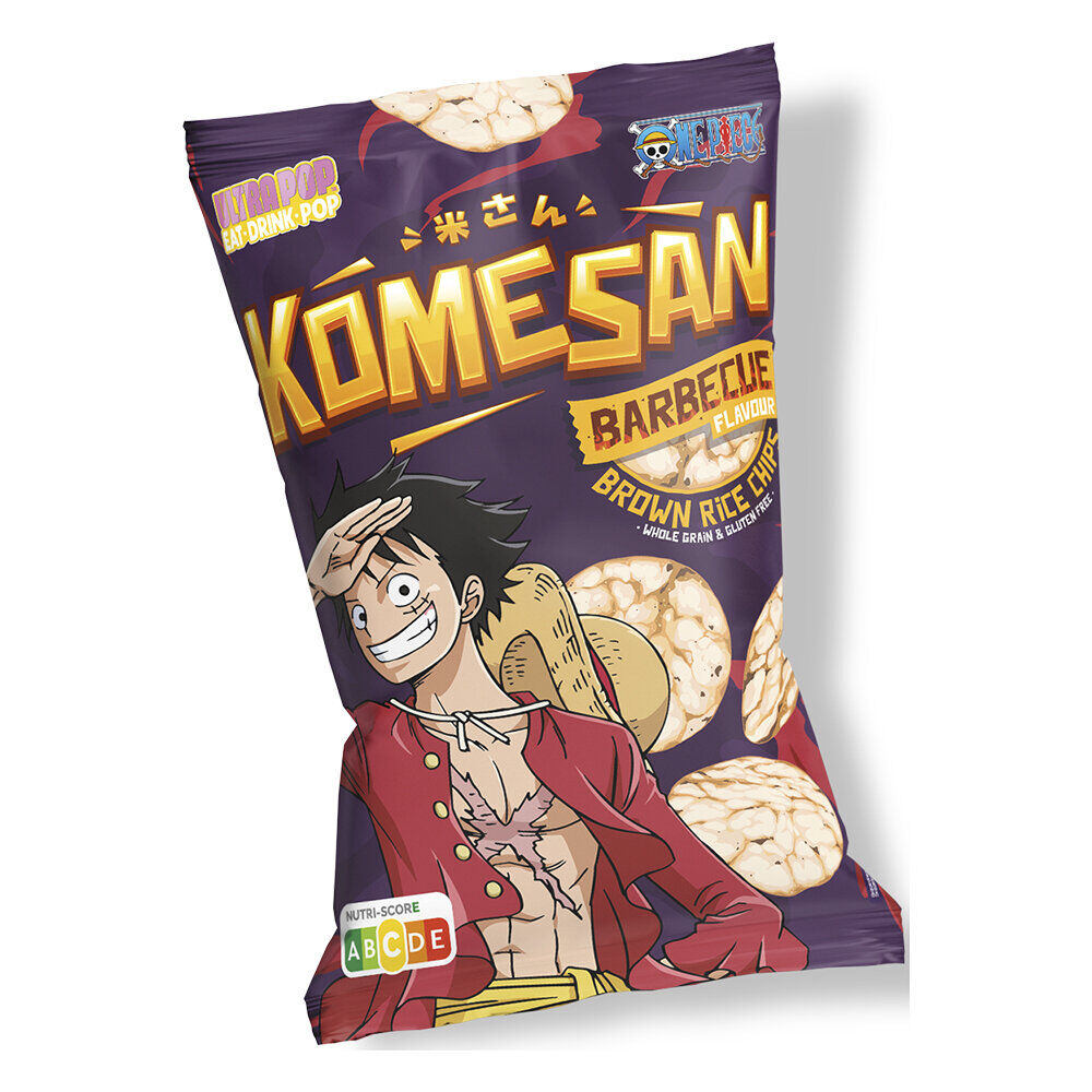 Chips de riz brun Komesan goût barbecue Luffy One Piece 60g