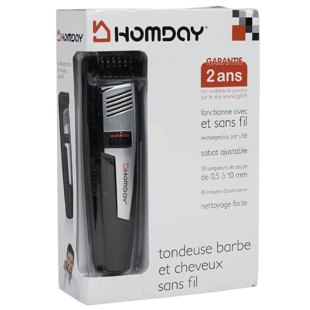 Tondeuse barbe et cheveux sans fil Homday