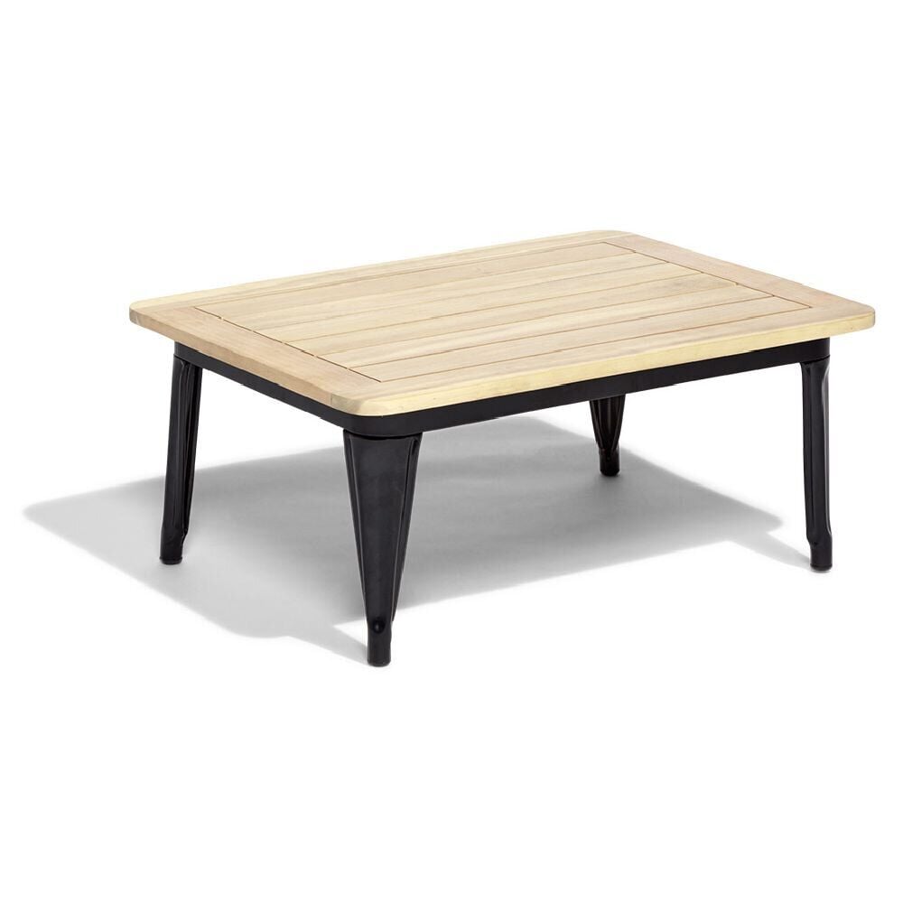 Table basse de jardin Fabrik métal noir et acacia 80x60xH.35 cm