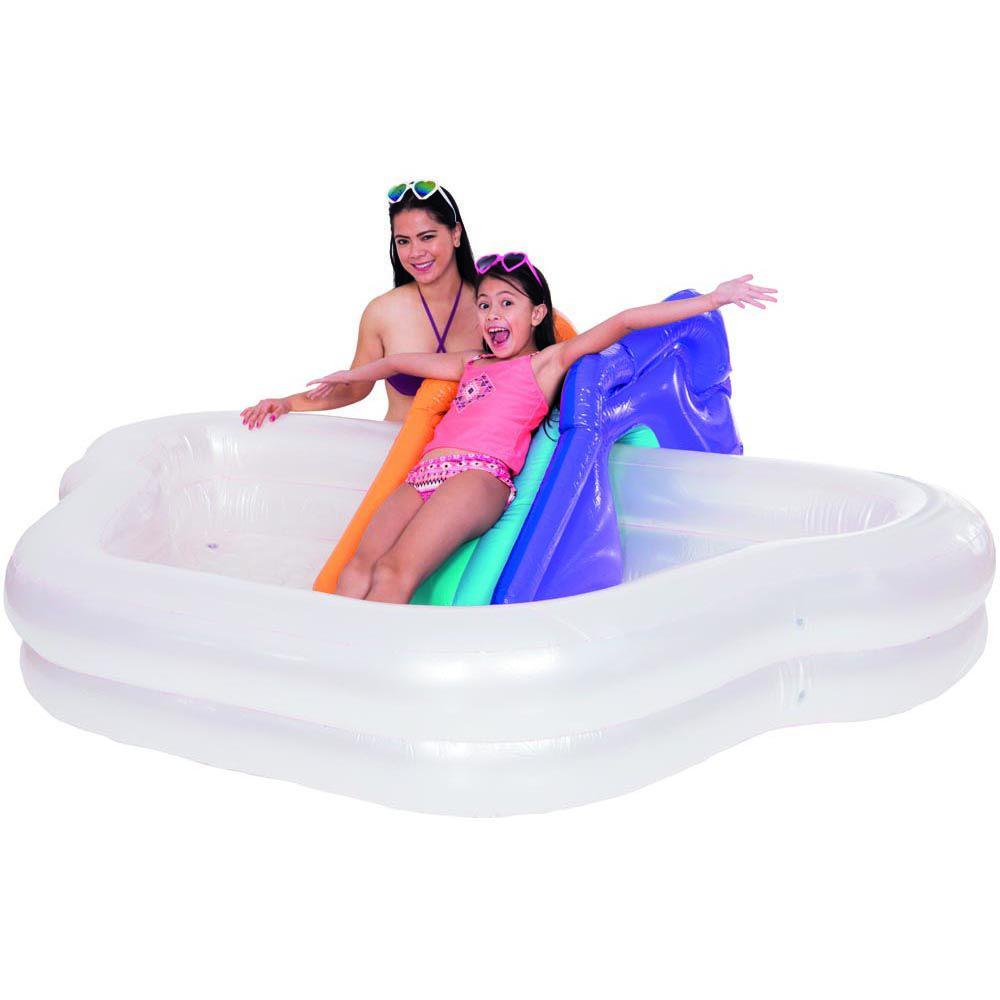 Piscine gonflable nuage toboggan arc-en-ciel