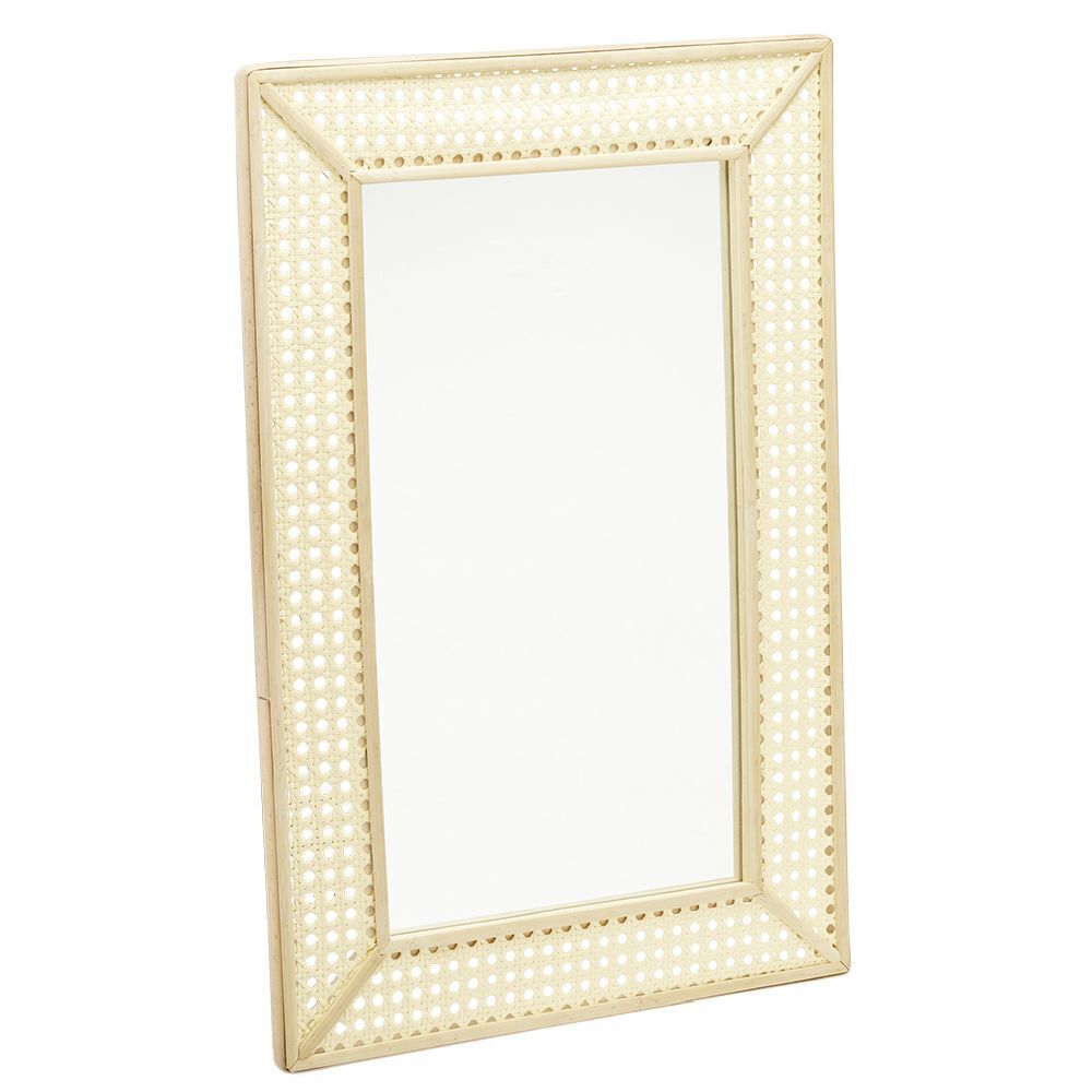 Miroir rectangulaire avec cadre effet cannage naturel L40xH60 cm