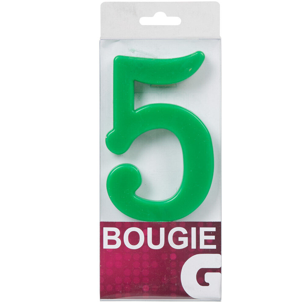 Bougie anniversaire chiffre 5 vert