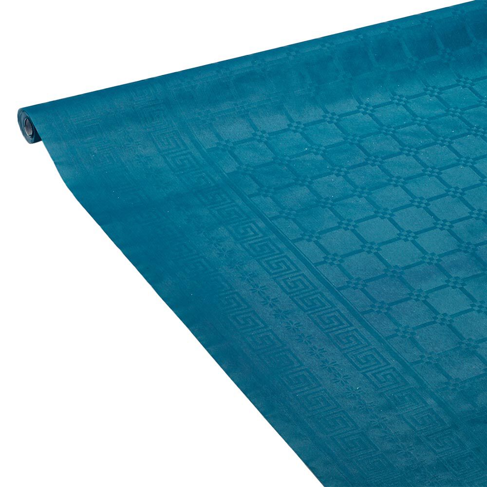 Nappe damassée bleu canard en papier 6 m