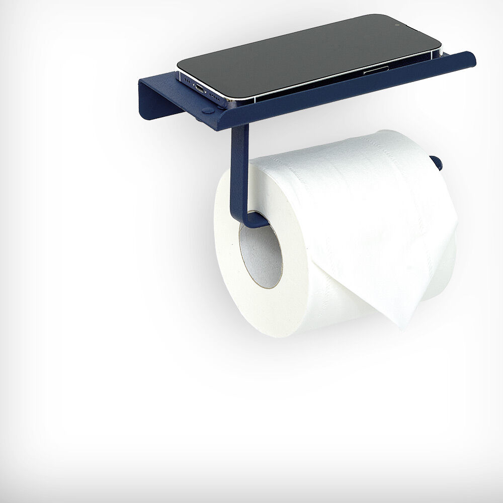 Dérouleur papier WC inox bleu Sunflow à visser ou coller 17,4x9xH8cm