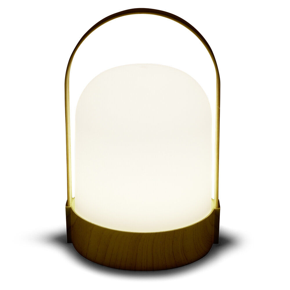 Lampe LED avec anse polypropylène blanc et beige H21,5xL14x13cm