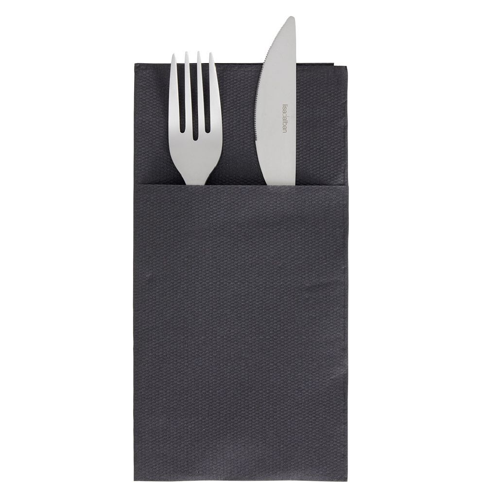 Serviette range couverts 40cm noir x20