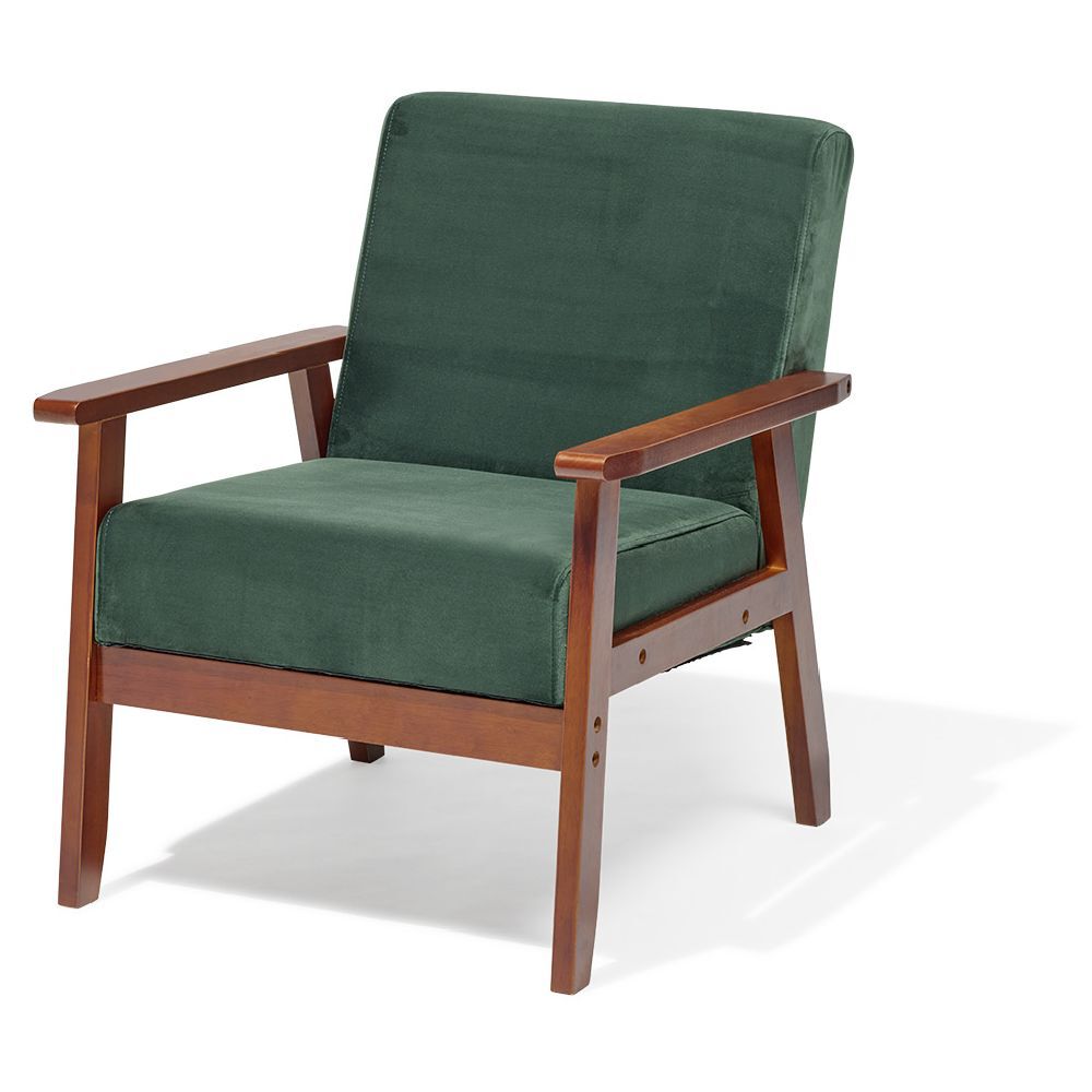 Fauteuil Joséphine effet velours vert - L64xP70xH76 cm