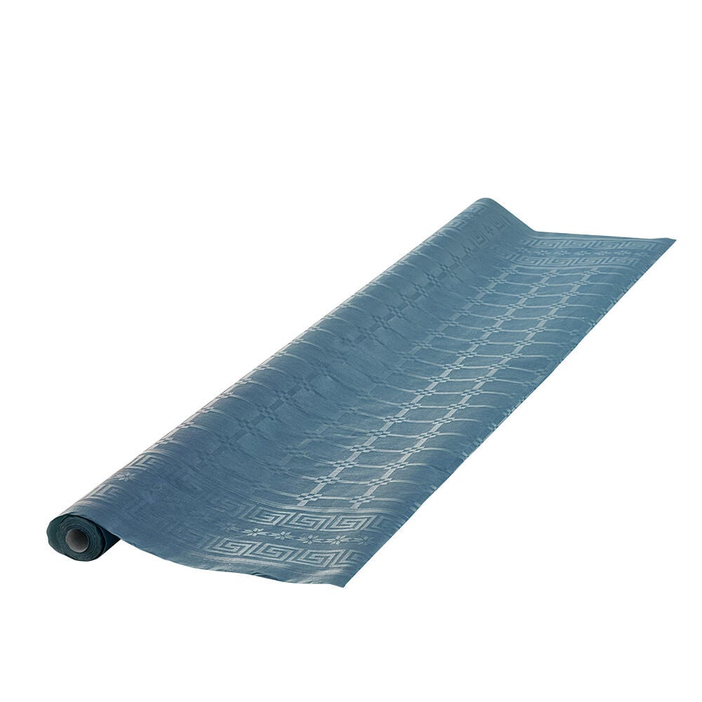 Nappe damassée bleu canard en papier 6 m