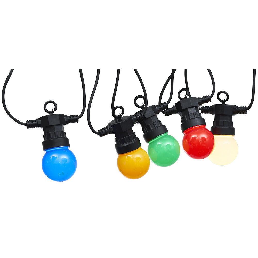 Guirlande guinguette 50 LED 10 boules multicolores 6m
