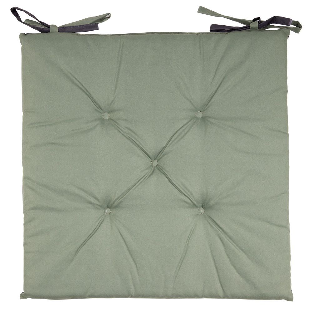 Galette de chaise de jardin réversible uni gris biface vert