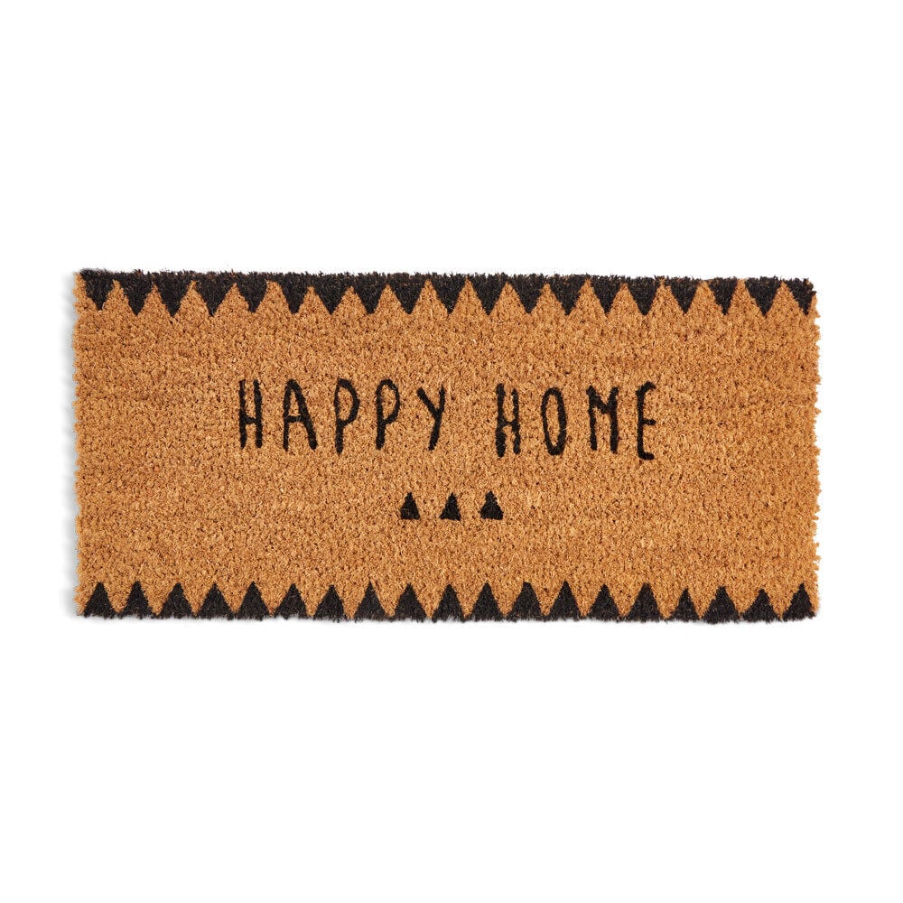 Paillasson coco Happy Home marron et noir 12x55cm