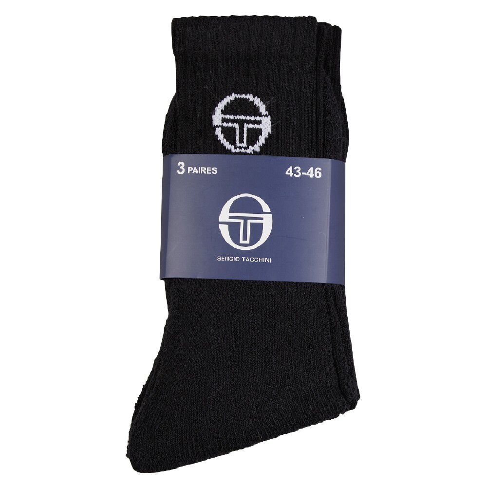 Lot de 3 paires de chaussettes Sergio Tacchini coton noir