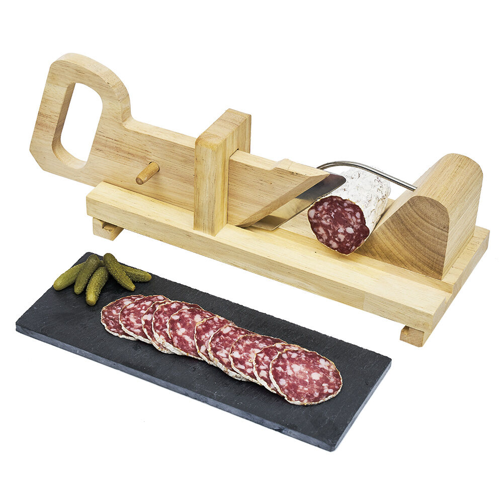 Trancheuse à saucisson coulissant avec plateau ardoise