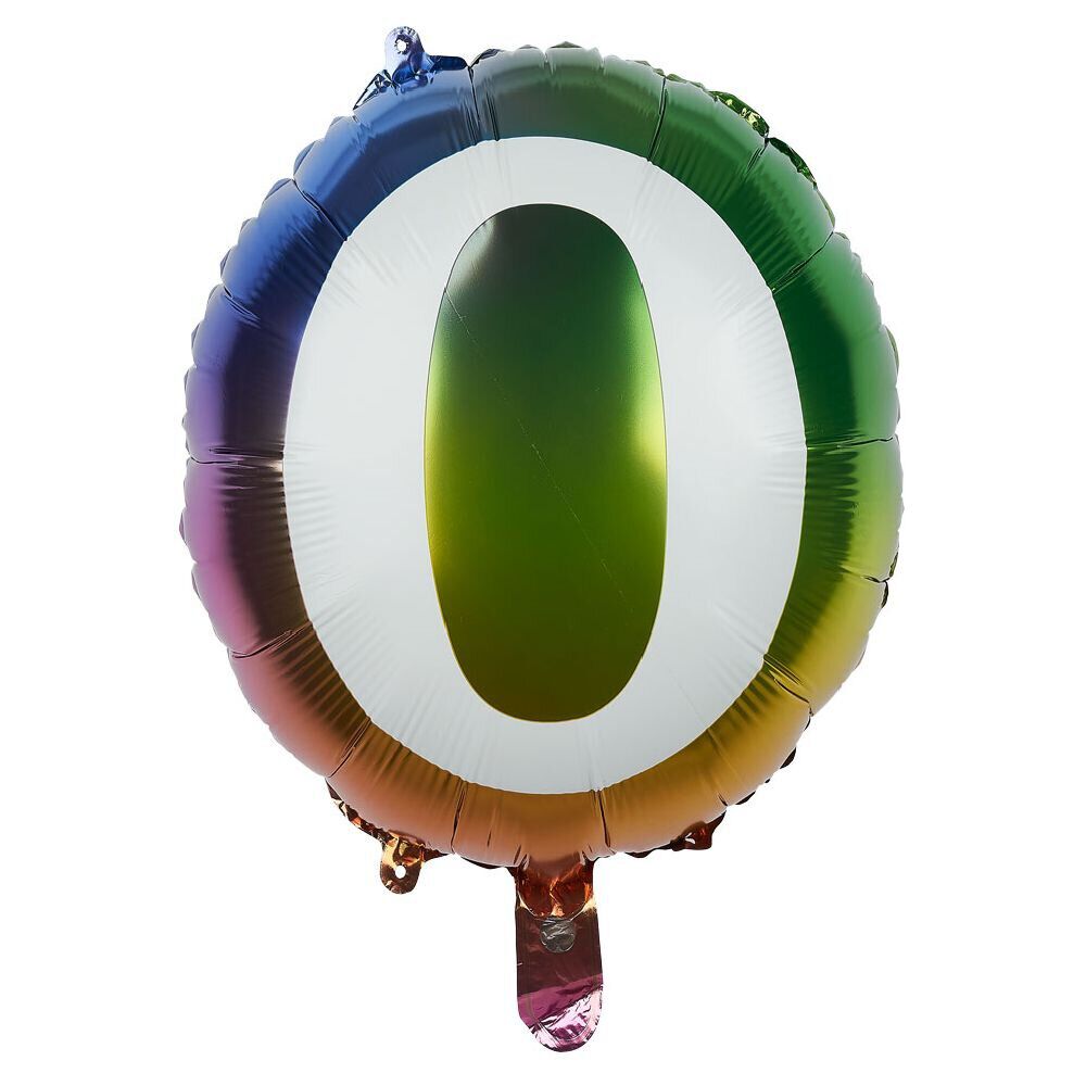 Ballon alu chiffre 0 métallisé multicolore Ø45cm