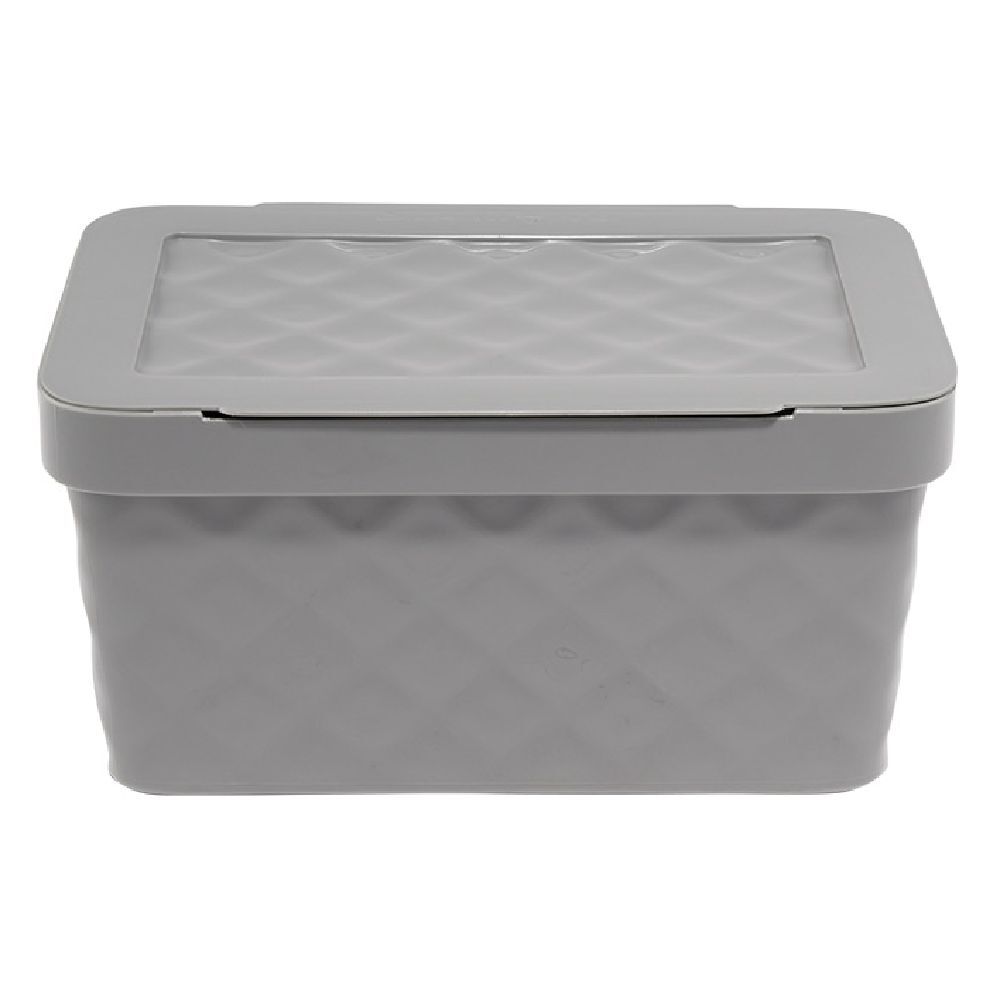 Boîte rangement en plastique gris design relief 4,5L
